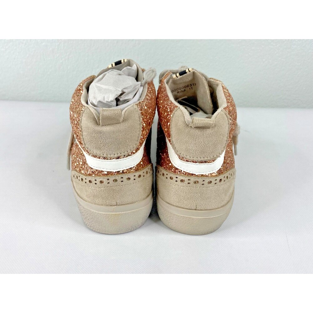 Shu Shop Women Rina Sparkle Sneaker Rose Gold Star High Top Shoe NWT - Picture 5 of 7